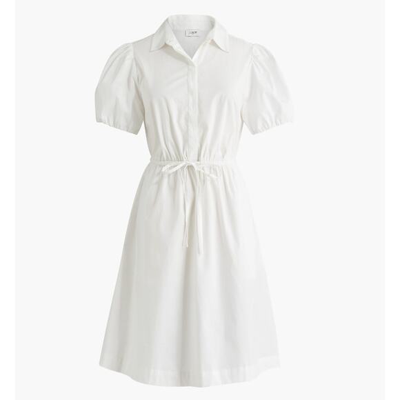 J.Crew Petite Collared Short Sleeve Tie Waist Mini Dress White Classic 8P NWT - Picture 1 of 12